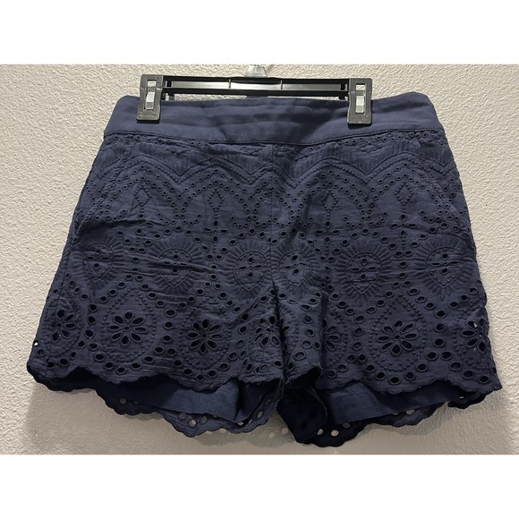 Ann Taylor Pants - Ann Taylor Navy Eyelet Scalloped Skort
